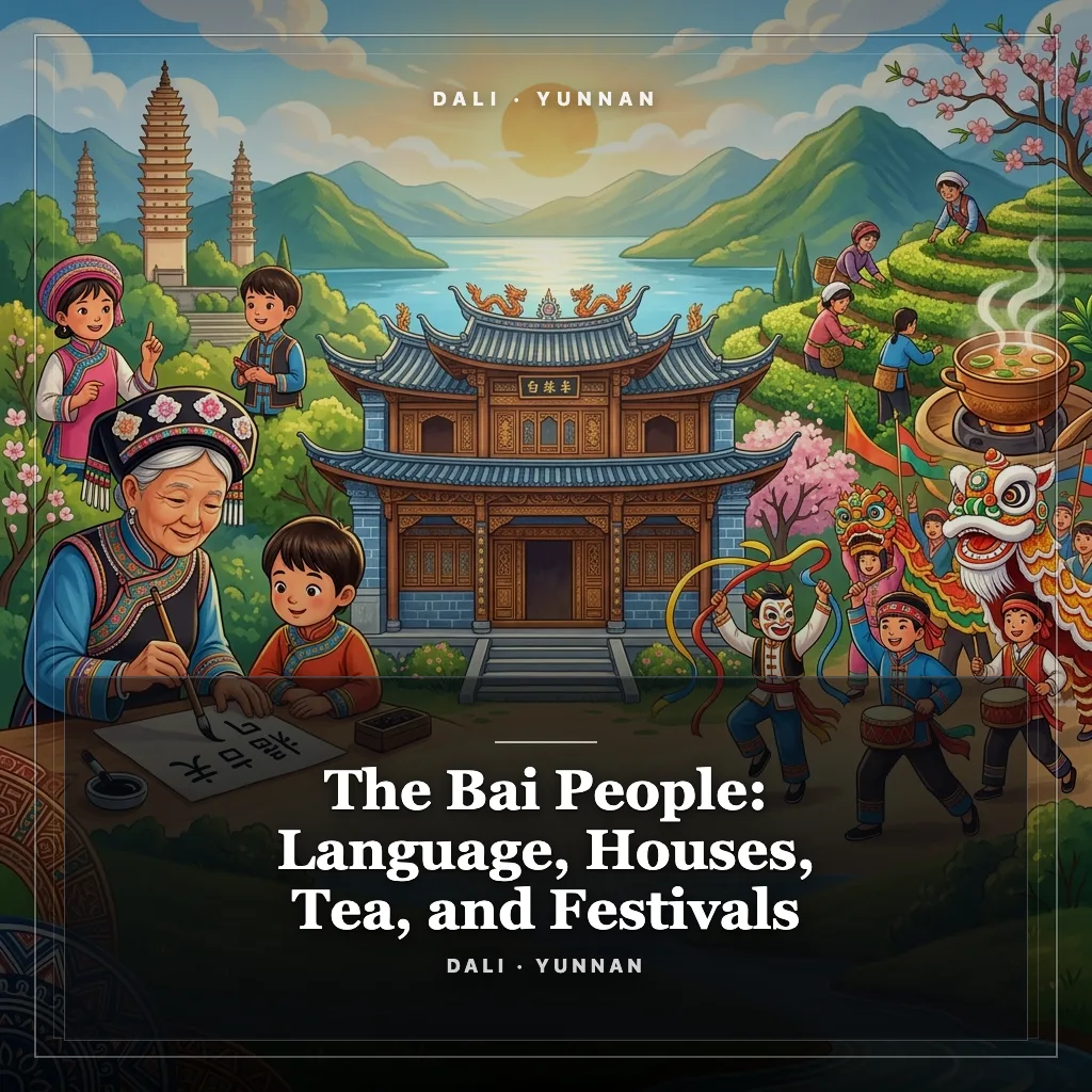 Audiobook cover: The Bai People: Language, Houses, Tea, and Festivals