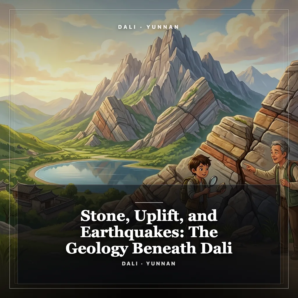 Audiobook cover: Stone, Uplift, and Earthquakes: The Geology Beneath Dali